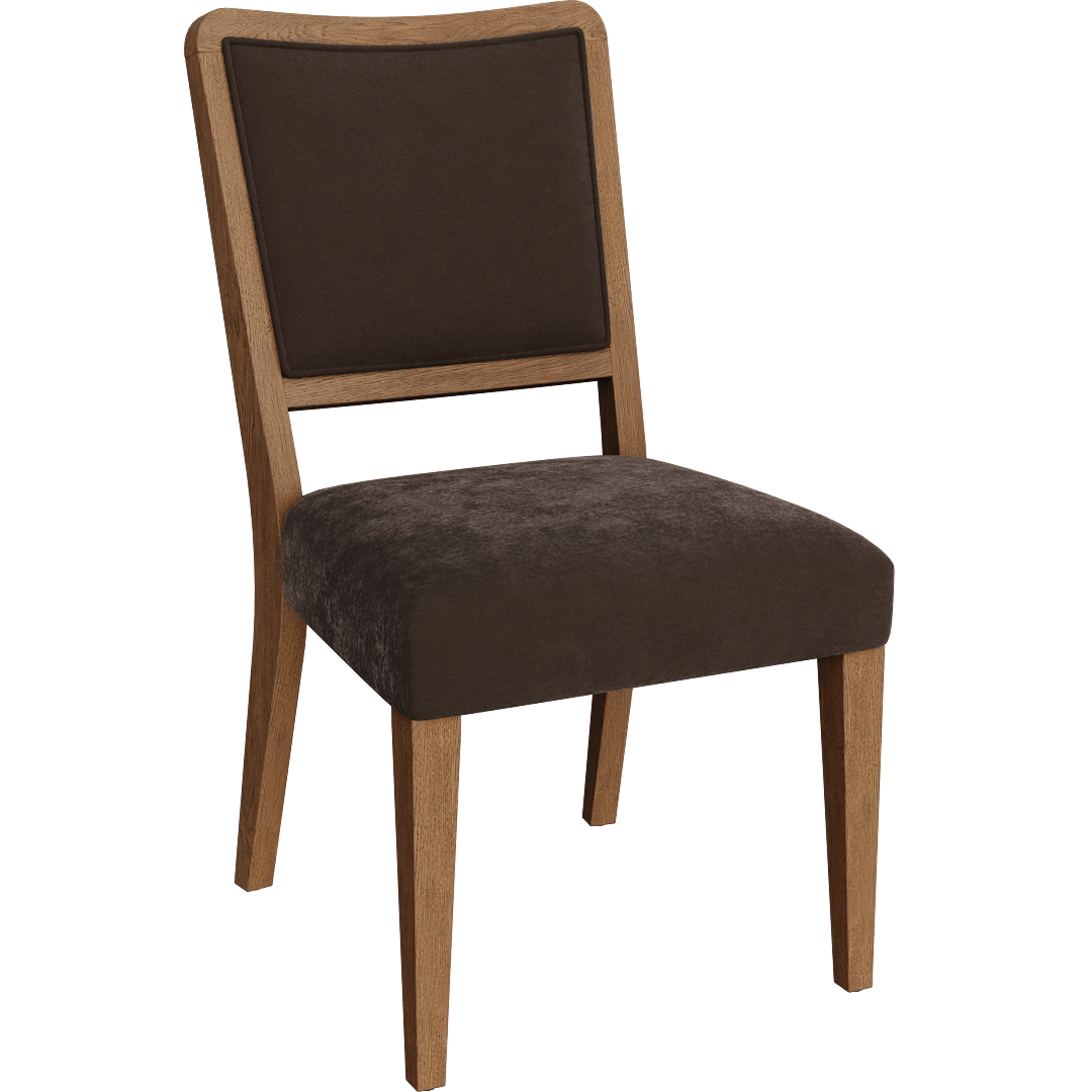 Estate Wood Dining Curved Back Side Chair With Brown Upholstered Seat By Nate Berkus + Jeremiah Brent, Rubberwood, Armless