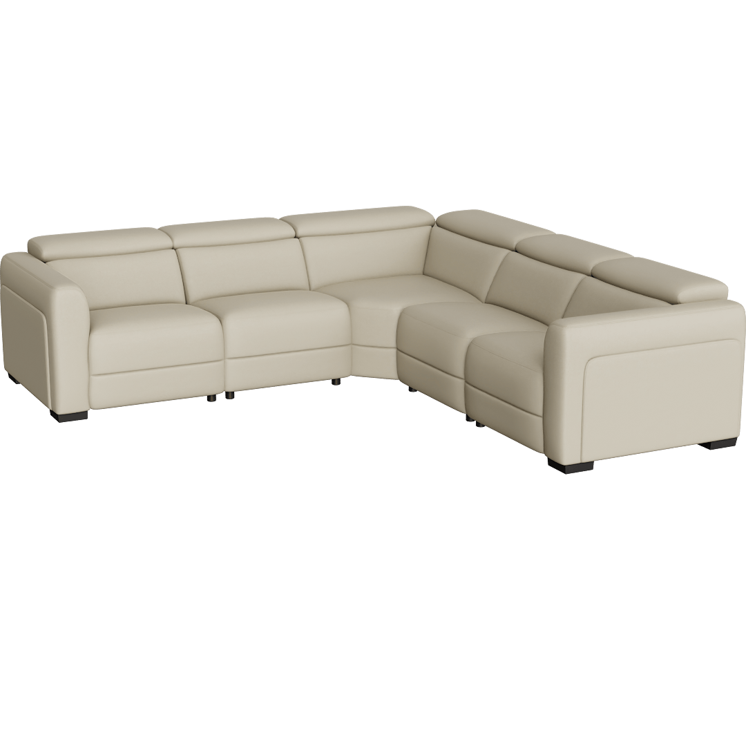 Axis II Leather 117 5 Piece Power Reclining Immersive Audio Sectional With Power Headrest Power Lumbar & Wireless Remote