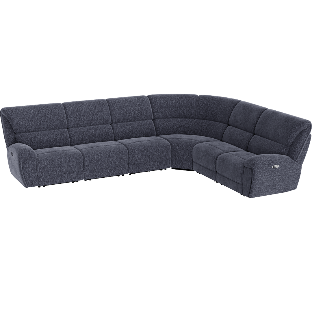 Neo 6 Piece Power Reclining Modular Sectional With 2 Armless Chairs Power Headrest & USB, Reversible, Adjustable Headrests, Charcoal Grey Black