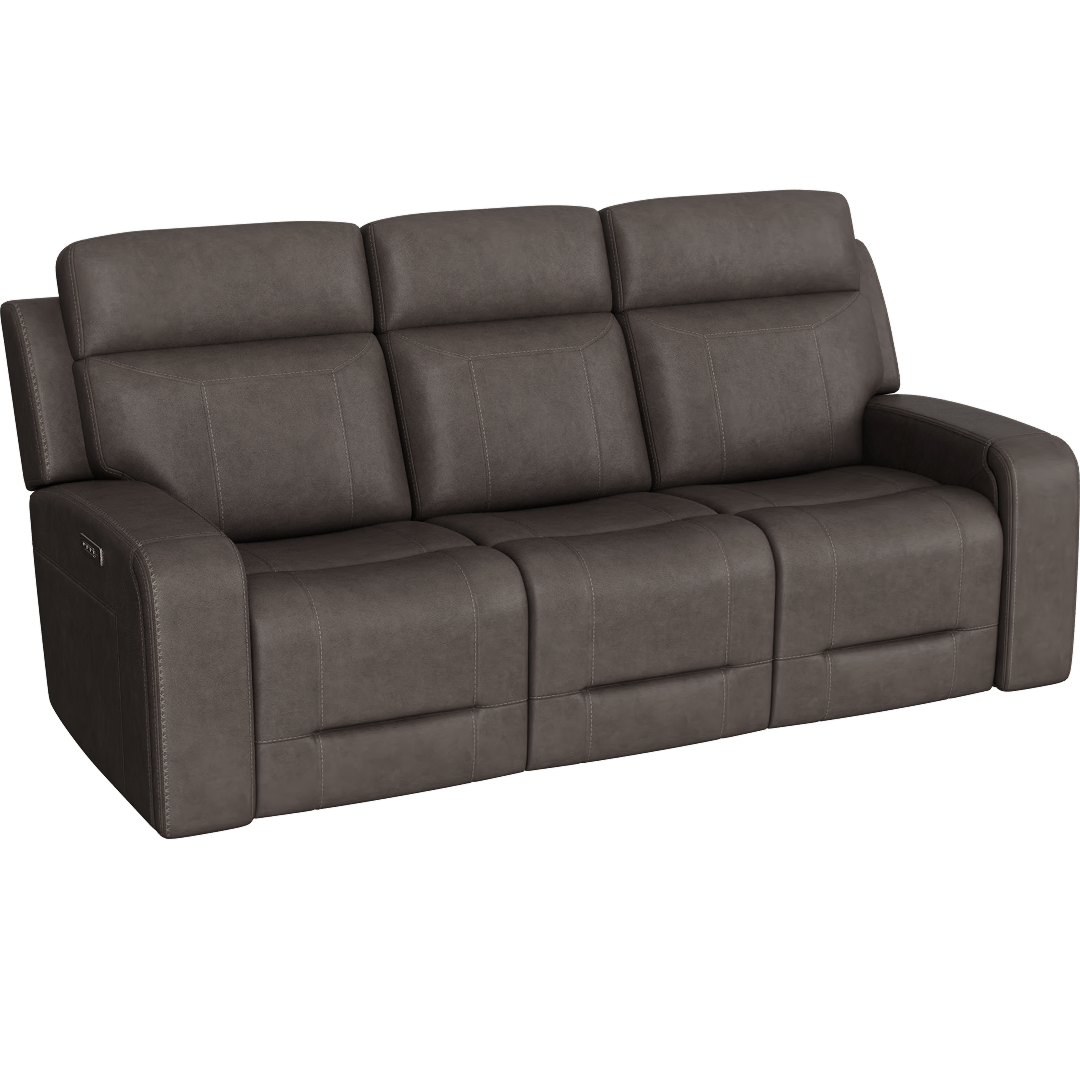 Matrix Power Zero Gravity Reclining Immersive Audio Sofa With Power Headrest Power Lumbar Heat & Massage Dropdown Tray Lights Cupholders & USB, Taupe Leather